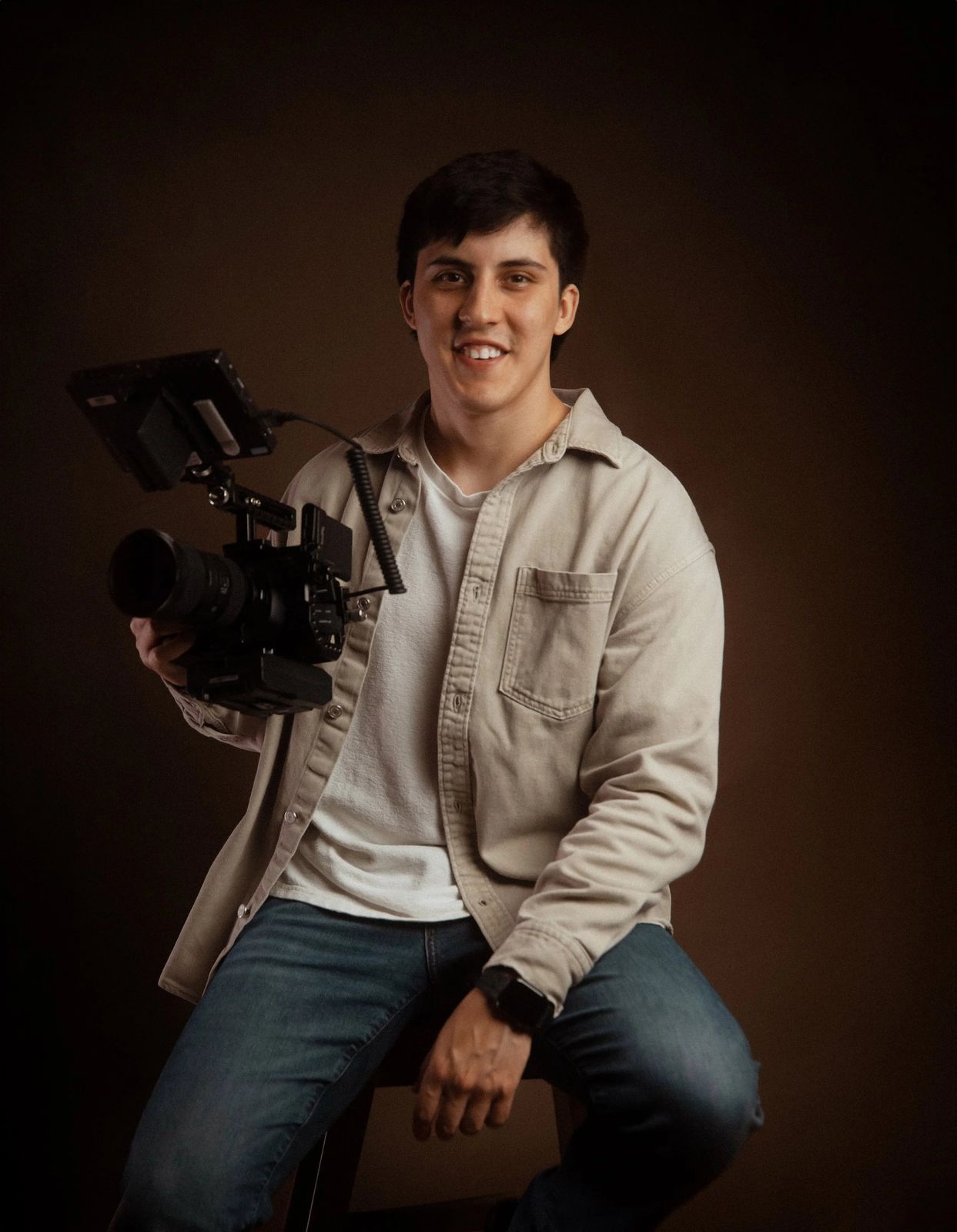 Brock holding a cinema camera